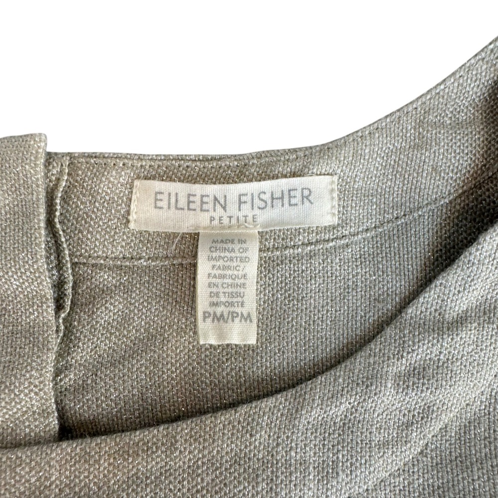 Eileen Fisher‎ Petite Silver Metallic Organic Linen Shift Dress PM PM/PM S18TGW - Picture 7 of 8